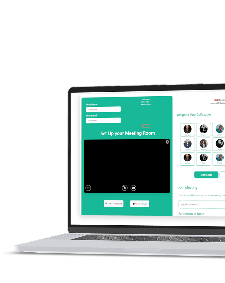 Laptop showing meeting app