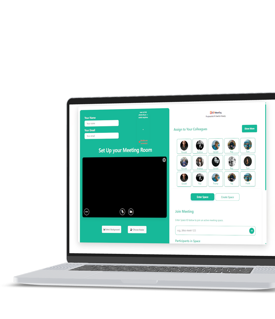 Laptop showing meeting screen